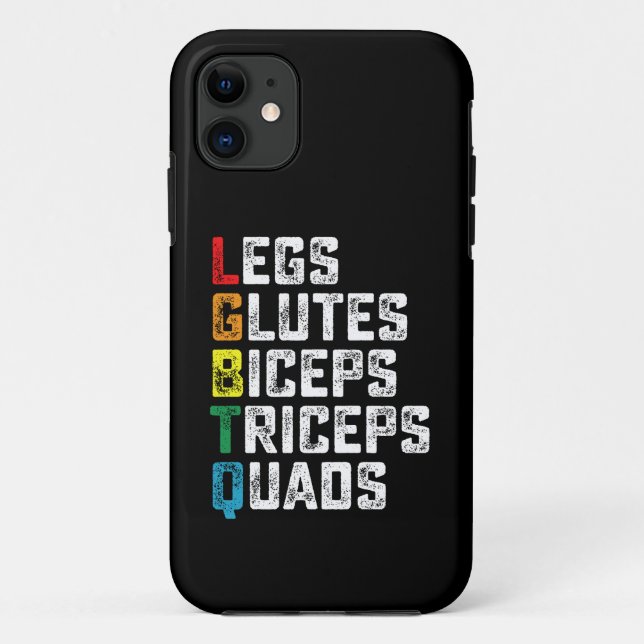 LGBTQ Legs Glutes Biceps Triceps Quads Funny Gym Case-Mate iPhone Case (Back)