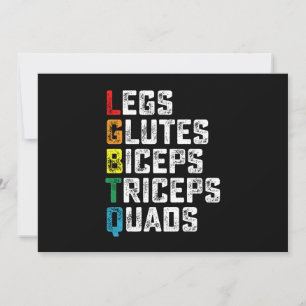 LGBTQ Legs Glutes Biceps Triceps Quads Funny Gym Invitation