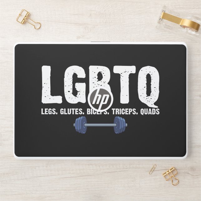 LGBTQ Legs Glutes Biceps Triceps Quads Gym Lover HP Laptop Skin (Desk)