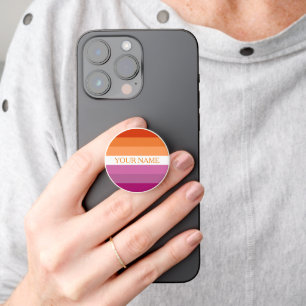 LGBTQ Lesbian Flag Colors Custom Name PopSocket