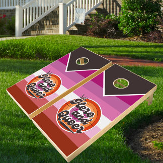 LGBTQ: Lesbian Flag - Here and Queer Cornhole Set