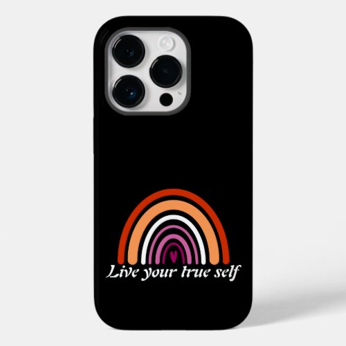 LGBTQ Lesbian Flag Live your true self Case_Mate iPhone 14 Pro Case