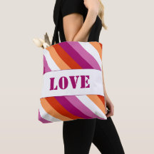 LGBTQ+ Lesbian Flag with Love Stripes Pride -