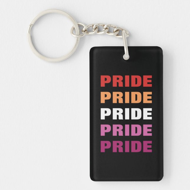LGBTQ Lesbian Pride Customizable Repeated Text Keychain (Front)