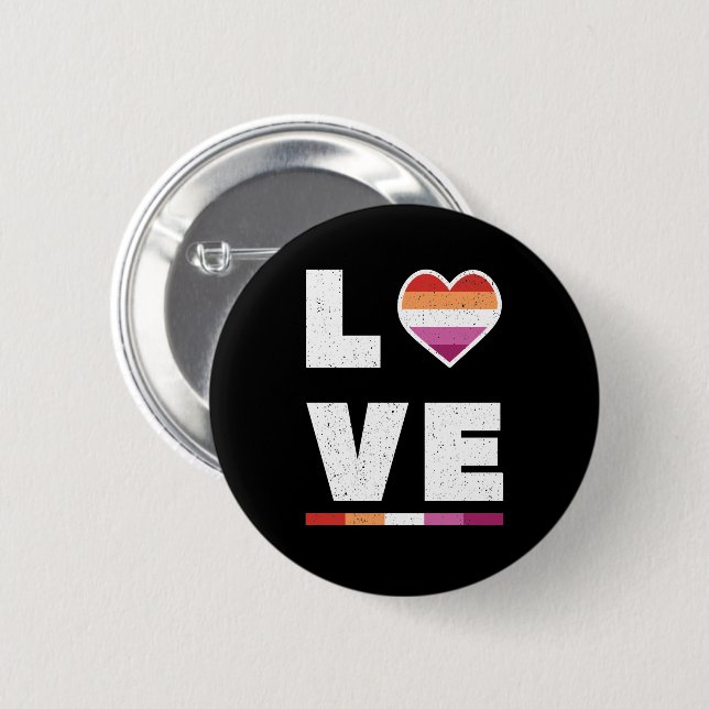 LGBTQ Lesbian Pride Flag Distressed Grunge Love Button (Front & Back)