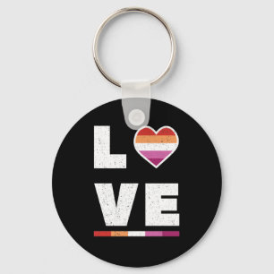 LGBTQ Lesbian Pride Flag Distressed Grunge Love Keychain