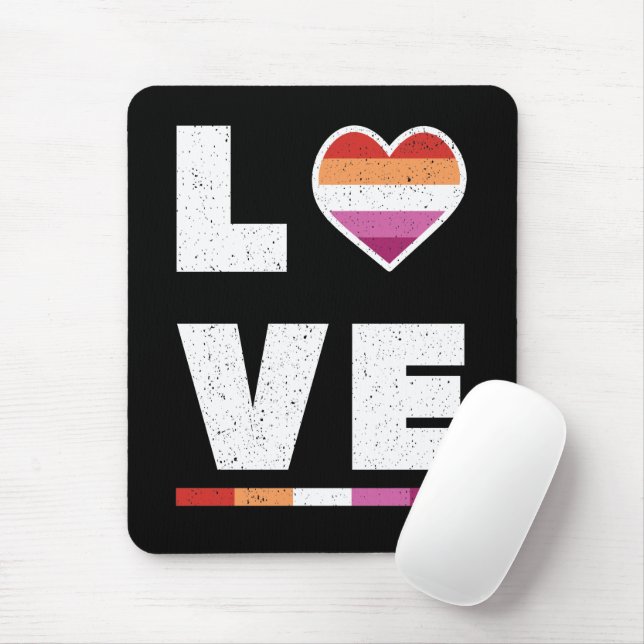 LGBTQ Lesbian Pride Flag Distressed Grunge Love Mouse Pad (With Mouse)