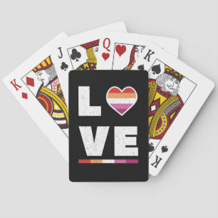 LGBTQ Lesbian Pride Flag Distressed Grunge Love Poker Cards