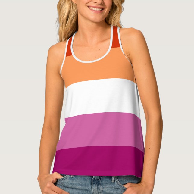 LGBTQ Lesbian Pride Flag Tank Top (Front)