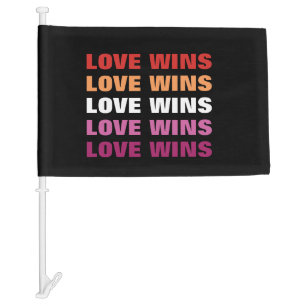 LGBTQ Lesbian Pride Love Wins Custom Repeated Text Car Flag