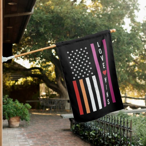 LGBTQ Lesbian Pride Love Wins USA American Flag