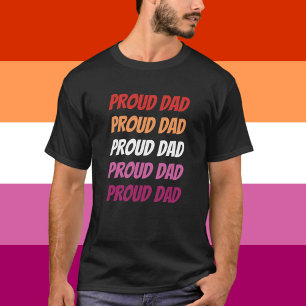 LGBTQ Lesbian Pride Proud Dad Repeating Text T-Shirt