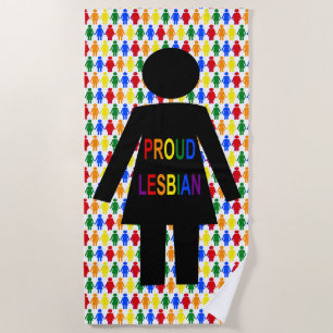 LGBTQ Lesbian Silhouette and Rainbow Ladies Beach Towel