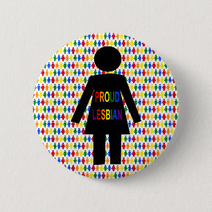 LGBTQ Lesbian Silhouette and Rainbow Ladies Button