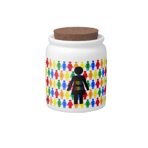 LGBTQ Lesbian Silhouette and Rainbow Ladies Candy Jar