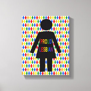 LGBTQ Lesbian Silhouette and Rainbow Ladies Canvas Print