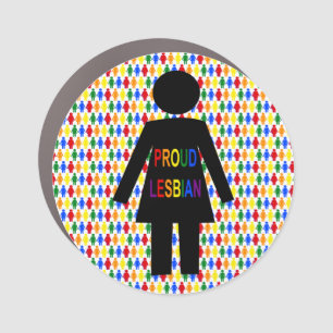 LGBTQ Lesbian Silhouette and Rainbow Ladies Car Magnet