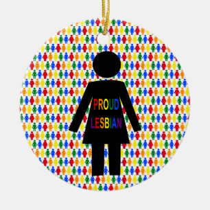 LGBTQ Lesbian Silhouette and Rainbow Ladies Ceramic Ornament