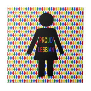 LGBTQ Lesbian Silhouette and Rainbow Ladies Ceramic Tile