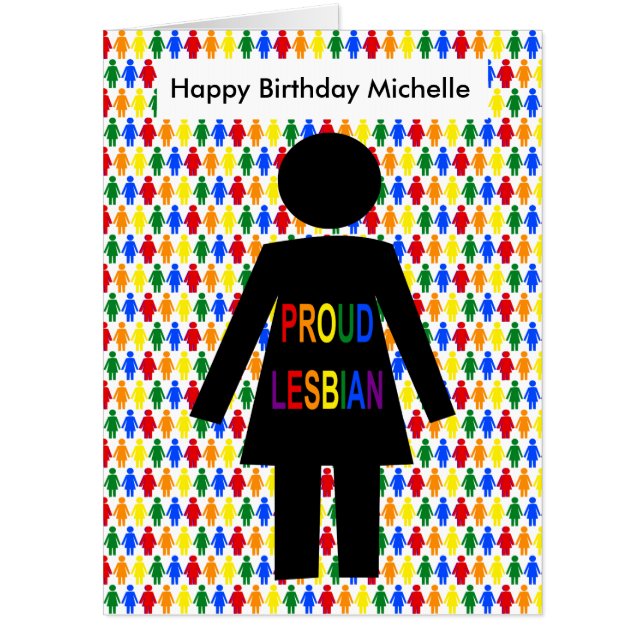 LGBTQ Lesbian Silhouette and Rainbow Ladies Custom Card (Front)