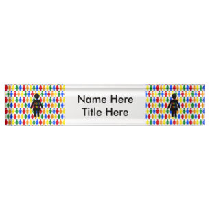 LGBTQ Lesbian Silhouette and Rainbow Ladies Custom Desk Name Plate