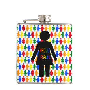 LGBTQ Lesbian Silhouette and Rainbow Ladies Flask