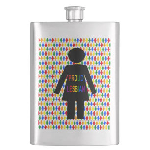 LGBTQ Lesbian Silhouette and Rainbow Ladies Flask