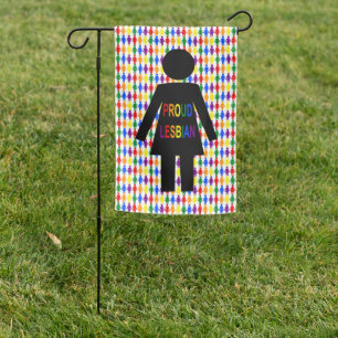 LGBTQ Lesbian Silhouette and Rainbow Ladies Garden Flag