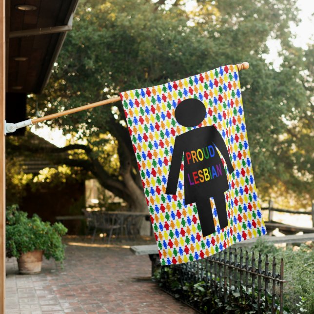 LGBTQ Lesbian Silhouette and Rainbow Ladies House Flag (In SItu)