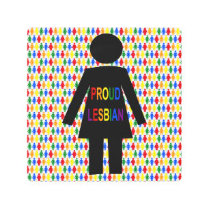 LGBTQ Lesbian Silhouette and Rainbow Ladies Metal Print