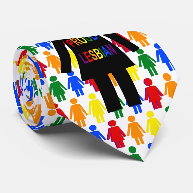 LGBTQ Lesbian Silhouette and Rainbow Ladies Neck Tie (Rolled)