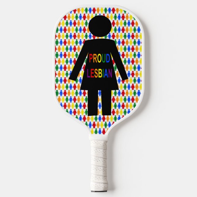 LGBTQ Lesbian Silhouette and Rainbow Ladies Pickleball Paddle (Front)