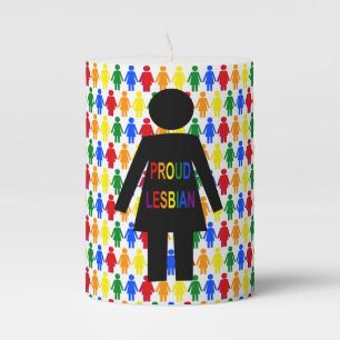 LGBTQ Lesbian Silhouette and Rainbow Ladies Pillar Candle