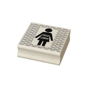 LGBTQ Lesbian Silhouette and Rainbow Ladies Rubber Stamp
