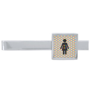 LGBTQ Lesbian Silhouette and Rainbow Ladies Silver Finish Tie Bar