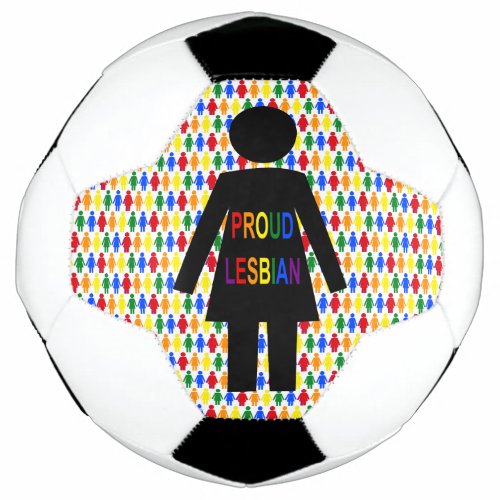 LGBTQ Lesbian Silhouette and Rainbow Ladies Soccer Ball