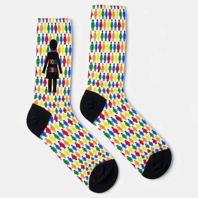 LGBTQ Lesbian Silhouette and Rainbow Ladies Socks (Right)
