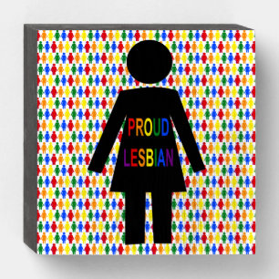 LGBTQ Lesbian Silhouette and Rainbow Ladies Wooden Box Sign