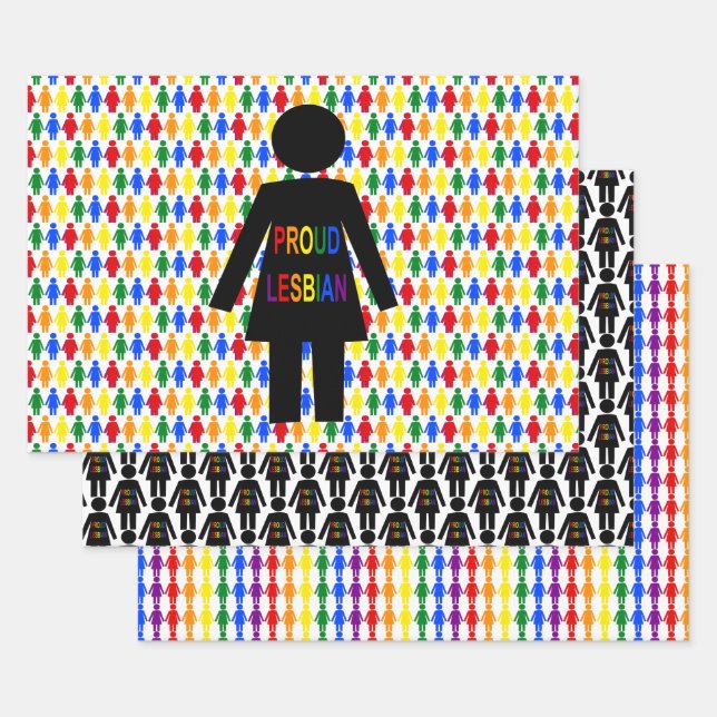 LGBTQ Lesbian Silhouette and Rainbow Ladies Wrapping Paper Sheets (Set)