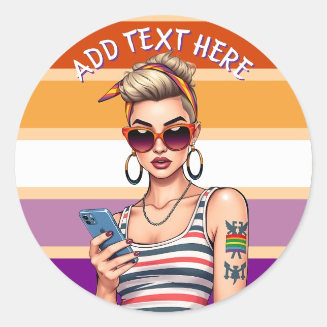 LGBTQ Lesbian with Sarcastic Look Classic Round Sticker (Front)