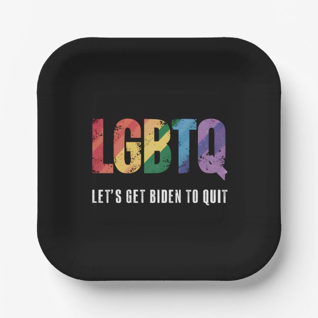 LGBTQ Lets Get Biden To Quite Gay Pride  Paper Plates (Front)