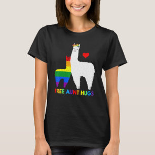 Lgbtq Llama Free Aunt Hugs Proud Ally Rainbow Flag T-Shirt