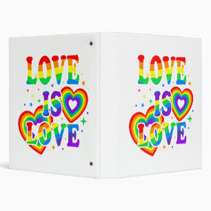 LGBTQ Love is Love Gay Pride LGBT Rainbow Flag 3 Ring Binder