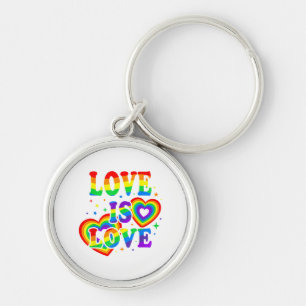 LGBTQ Love is Love Gay Pride LGBT Rainbow Flag Keychain