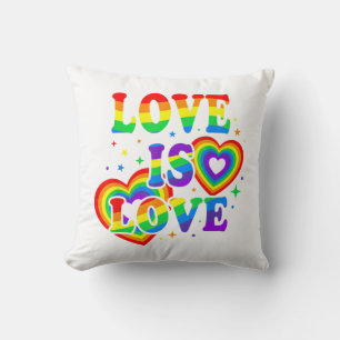 LGBTQ Love is Love Gay Pride LGBT Rainbow Flag Throw Pillow