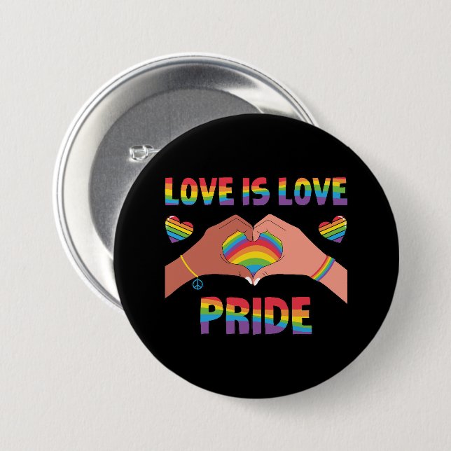 LGBTQ - Love Is Love - Pride Button (Front & Back)