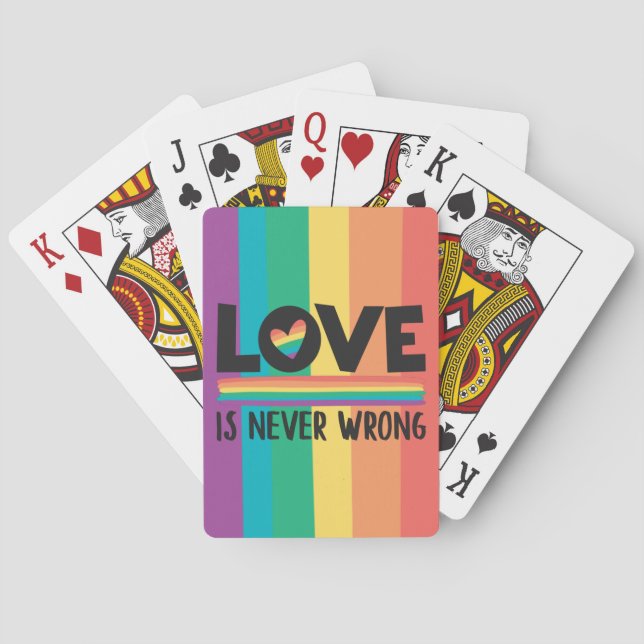 LGBTQ love is never wrong pride month Poker Cards (Back)