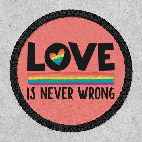 LGBTQ love is never wrong rainbow flag  heart Patch
