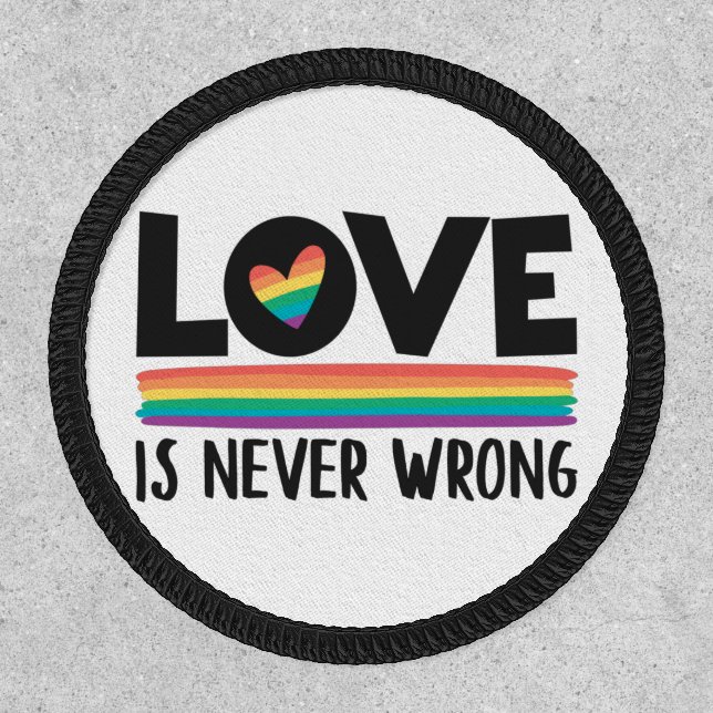 LGBTQ love is never wrong rainbow flag & heart Patch (Front)