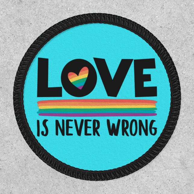 LGBTQ love is never wrong rainbow flag & heart Patch (Front)